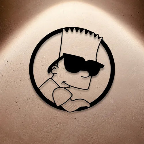 Cuadro Decorativo Bart Simpson Calado En Madera Mdf Negro Negro