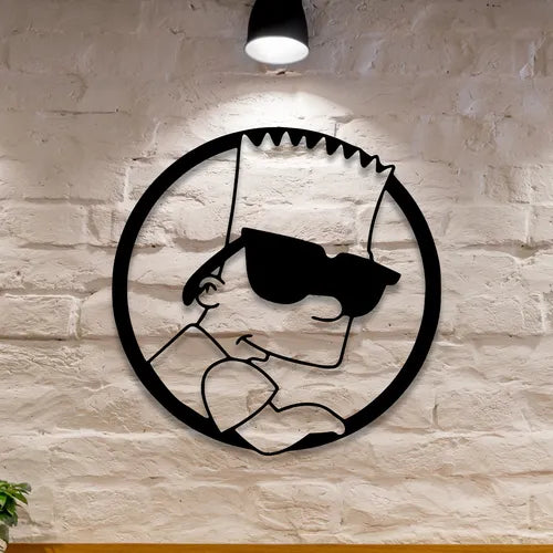 Cuadro Decorativo Bart Simpson Calado En Madera Mdf Negro Negro
