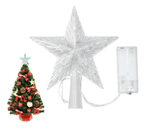 Punta De Árbol Navideño Estrella Guirnalda Pilas Decoración Multicolor