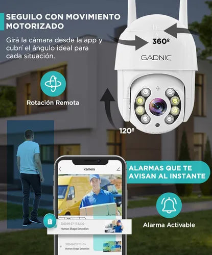 Cámara de Seguridad Wifi IP Gadnic DM200W FHD Motorizada 1080P Audio Bidireccional Conexión Inalámbrica