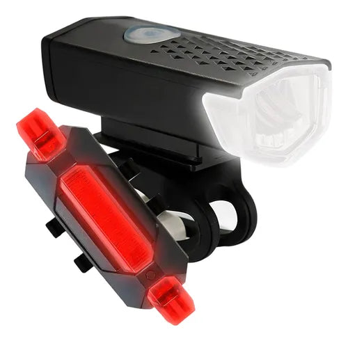 Kit Luces Usb Led Seguridad Bici Dakota 2218 Delantera Y Trasera + Color Negro