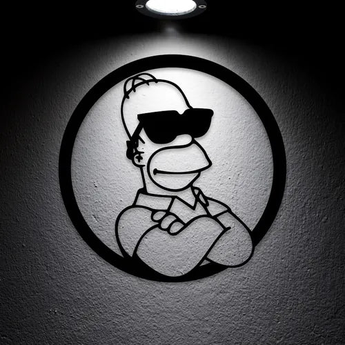 Cuadro Decorativo Homero Simpson Calado En Madera Mdf Negro Negro