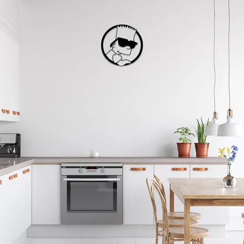 Cuadro Decorativo Bart Simpson Calado En Madera Mdf Negro Negro