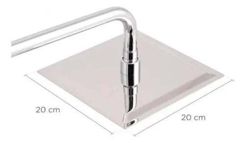 Flor Ducha Cuadrada Acero Inoxidable + Brazo Caño Cromado Color Gris