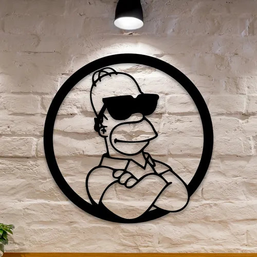 Cuadro Decorativo Homero Simpson Calado En Madera Mdf Negro Negro