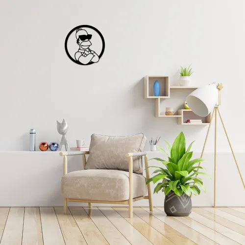 Cuadro Decorativo Homero Simpson Calado En Madera Mdf Negro Negro