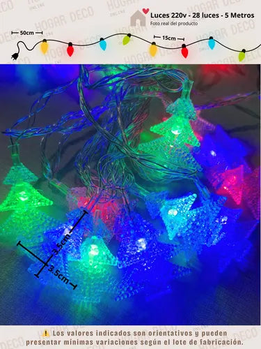 Guirnalda Luces Navidad Arbolito Pino 5metros 28luces 220v Multicolor