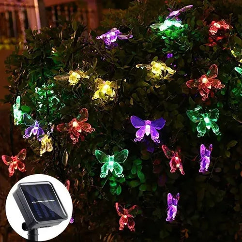 Luces Guirnalda Mariposa Solar Multicolor 5m 20 Led Navidad