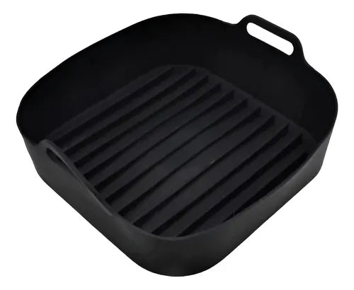 Molde Bandeja Silicona Cuadrado Freidora Aire Airfryer 20cm Gris Oscuro