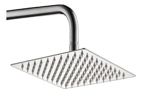 Flor Ducha Cuadrada Acero Inoxidable + Brazo Caño Cromado Color Gris