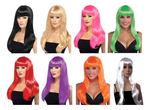 Peluca Larga Largo Lacia Lacio Varios Colores Cotillon