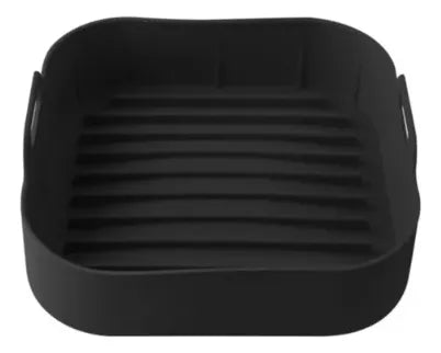 Molde Bandeja Silicona Cuadrado Freidora Aire Airfryer 20cm Gris Oscuro