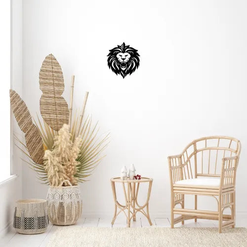 Cuadro Decorativo Cabeza De León Calado En Madera Mdf Negro Negro