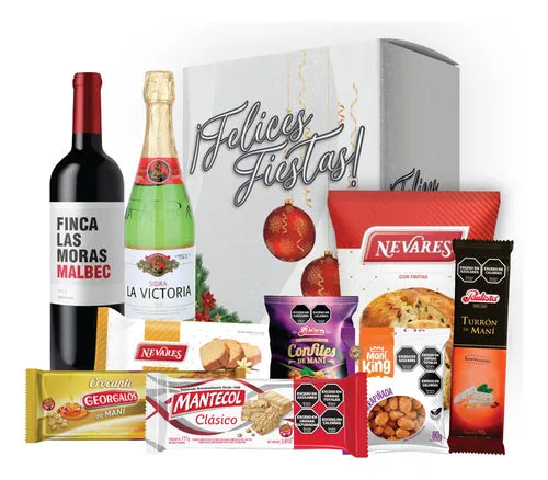 Caja Navideña Navidad Blanca - 9 Productos Vino Sidra Y Mas