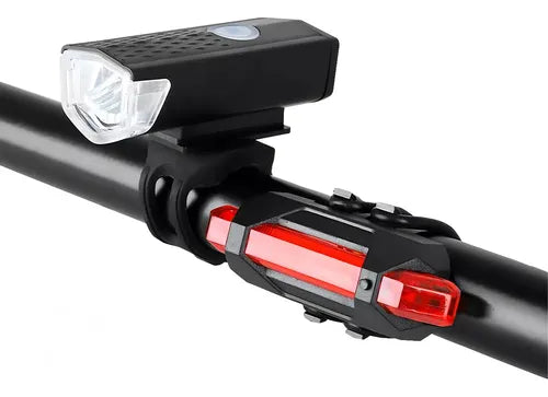 Kit Luces Usb Led Seguridad Bici Dakota 2218 Delantera Y Trasera + Color Negro