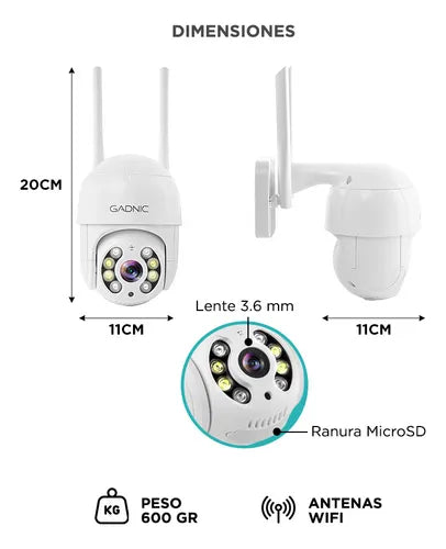 Cámara de Seguridad Wifi IP Gadnic DM200W FHD Motorizada 1080P Audio Bidireccional Conexión Inalámbrica