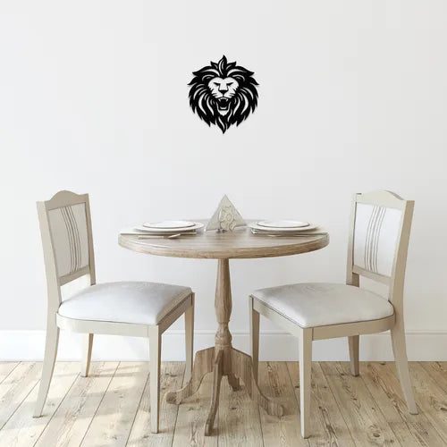 Cuadro Decorativo Cabeza De León Calado En Madera Mdf Negro Negro