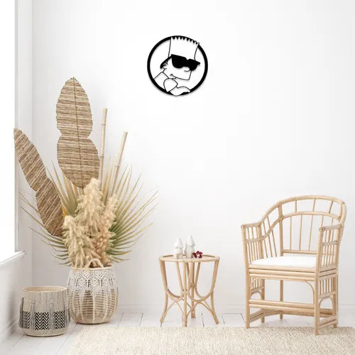Cuadro Decorativo Bart Simpson Calado En Madera Mdf Negro Negro