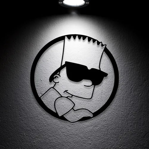 Cuadro Decorativo Bart Simpson Calado En Madera Mdf Negro Negro