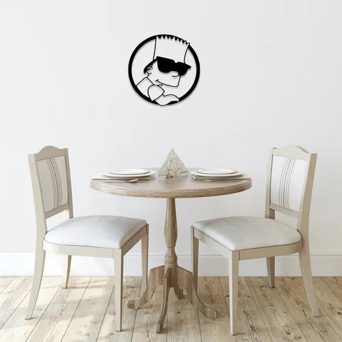 Cuadro Decorativo Bart Simpson Calado En Madera Mdf Negro Negro