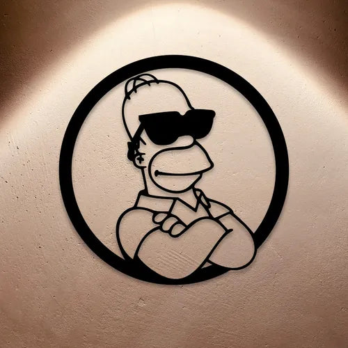 Cuadro Decorativo Homero Simpson Calado En Madera Mdf Negro Negro
