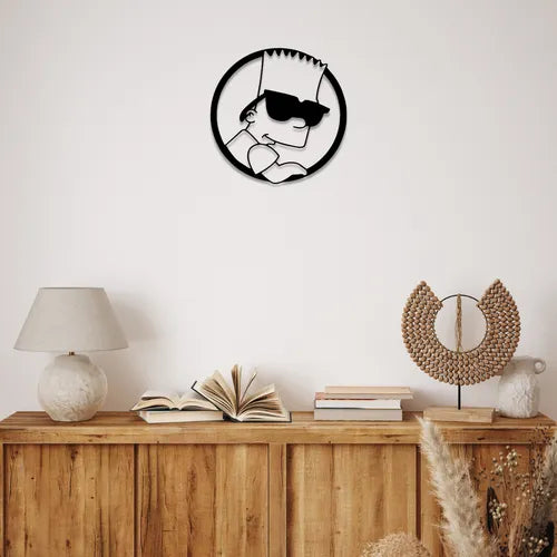 Cuadro Decorativo Bart Simpson Calado En Madera Mdf Negro Negro