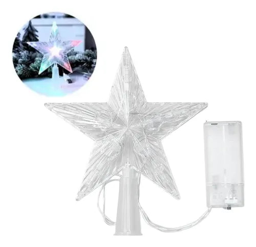 Punta De Árbol Navideño Estrella Guirnalda Pilas Decoración Multicolor