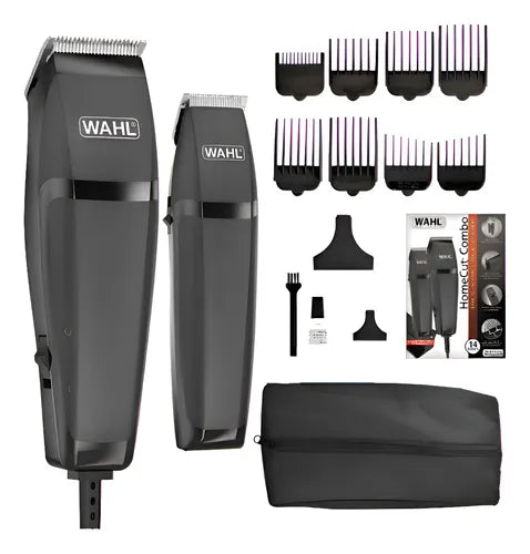 Combo Maquina Cortar Pelo Wahl + Trimmer Homecut 14 Pzas Color Negro