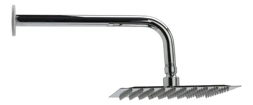 Flor Ducha Cuadrada Acero Inoxidable + Brazo Caño Cromado Color Gris