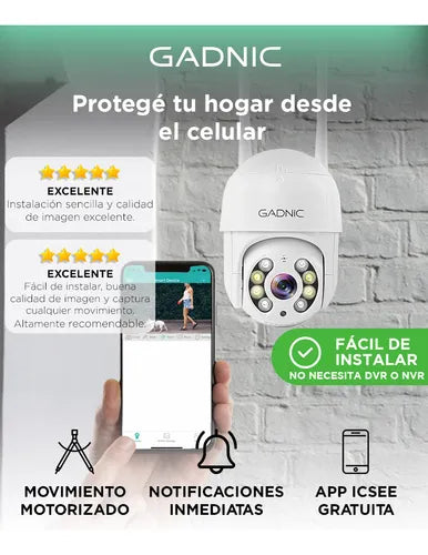 Cámara de Seguridad Wifi IP Gadnic DM200W FHD Motorizada 1080P Audio Bidireccional Conexión Inalámbrica