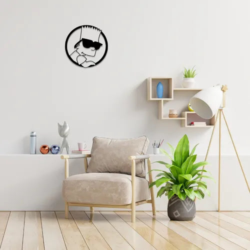 Cuadro Decorativo Bart Simpson Calado En Madera Mdf Negro Negro