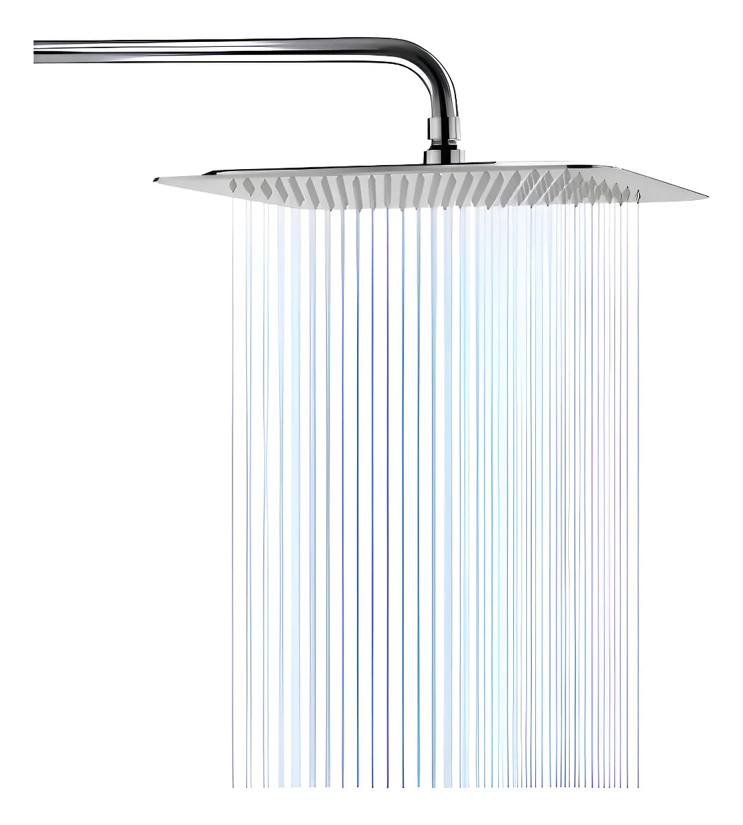 Flor Ducha Cuadrada Acero Inoxidable + Brazo Caño Cromado Color Gris